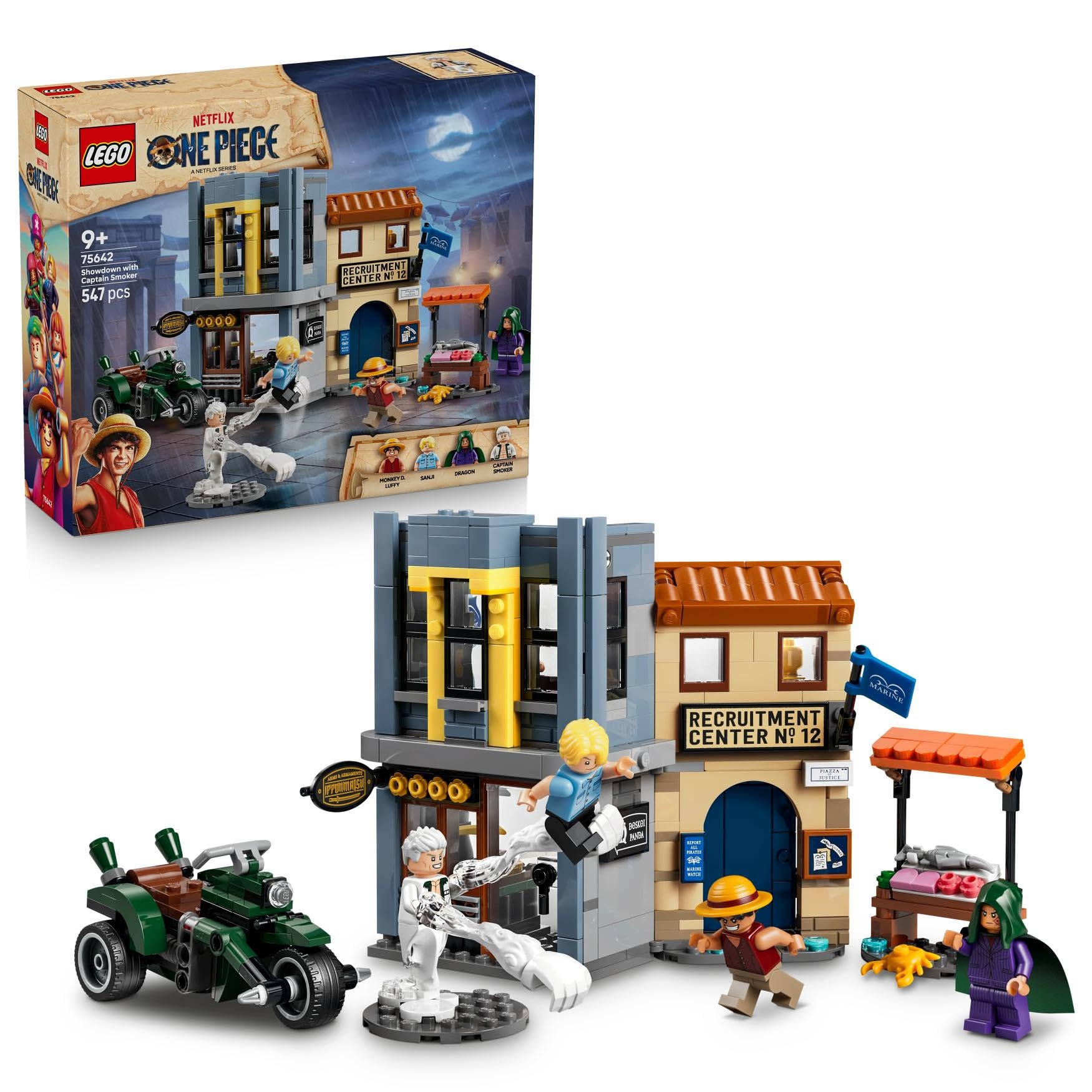 LEGO ONE PIECE Showdown with Captain Smoker - Interactive Toy w/ 4 Minifigures incl. Monkey D. Luffy & Sanji - Kids' Room Decor - Gift for 9+ Year Old Boys, Girls & Fans - 75642