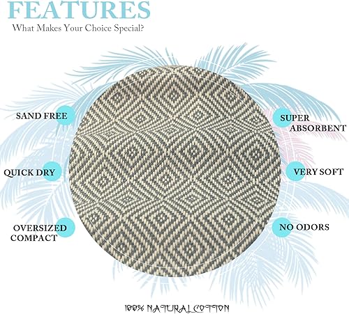 Miniatura 2 de Your Choice Toalla de playa turca (71 x 41)  Toalla turca 100% Conton con tejido de diamante, toallas de playa de secado rápido sin arena, toallas