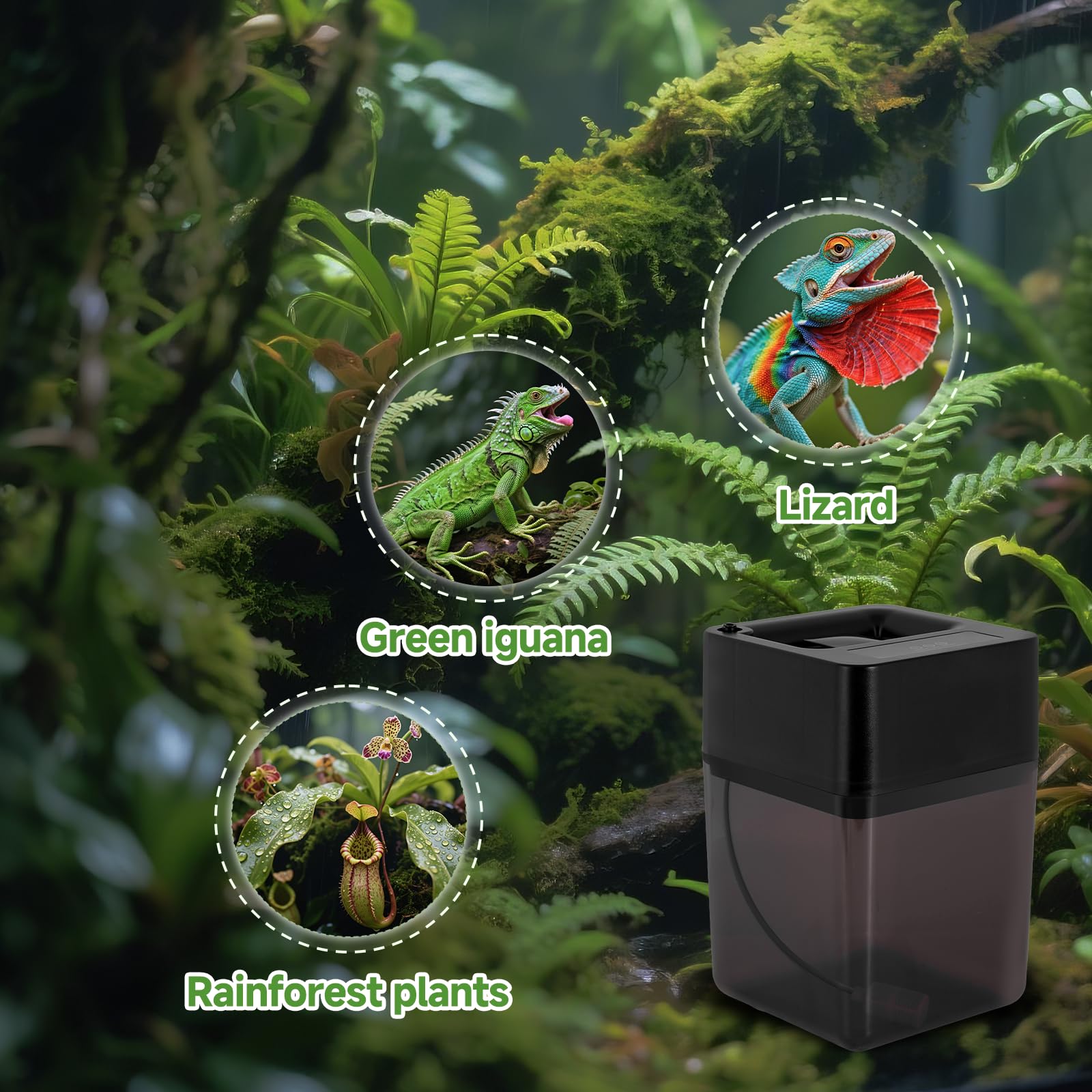 BAOSHISHAN Impianto di irrigazione Terrarium 12 l, Serbatoio Acqua 5 – 60 Secondi, Tempo di spruzzatura dell'Acqua, 3 modalità di spruzzatura dell'Acqua
