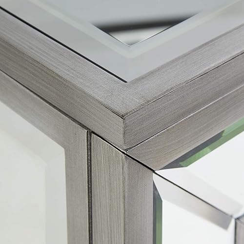 Miniatura 9 de SEI Furniture Chimenea eléctrica con espejo y imitación de Trandling, mármol plateado antiguo y blanco (AMZ9537201EF)