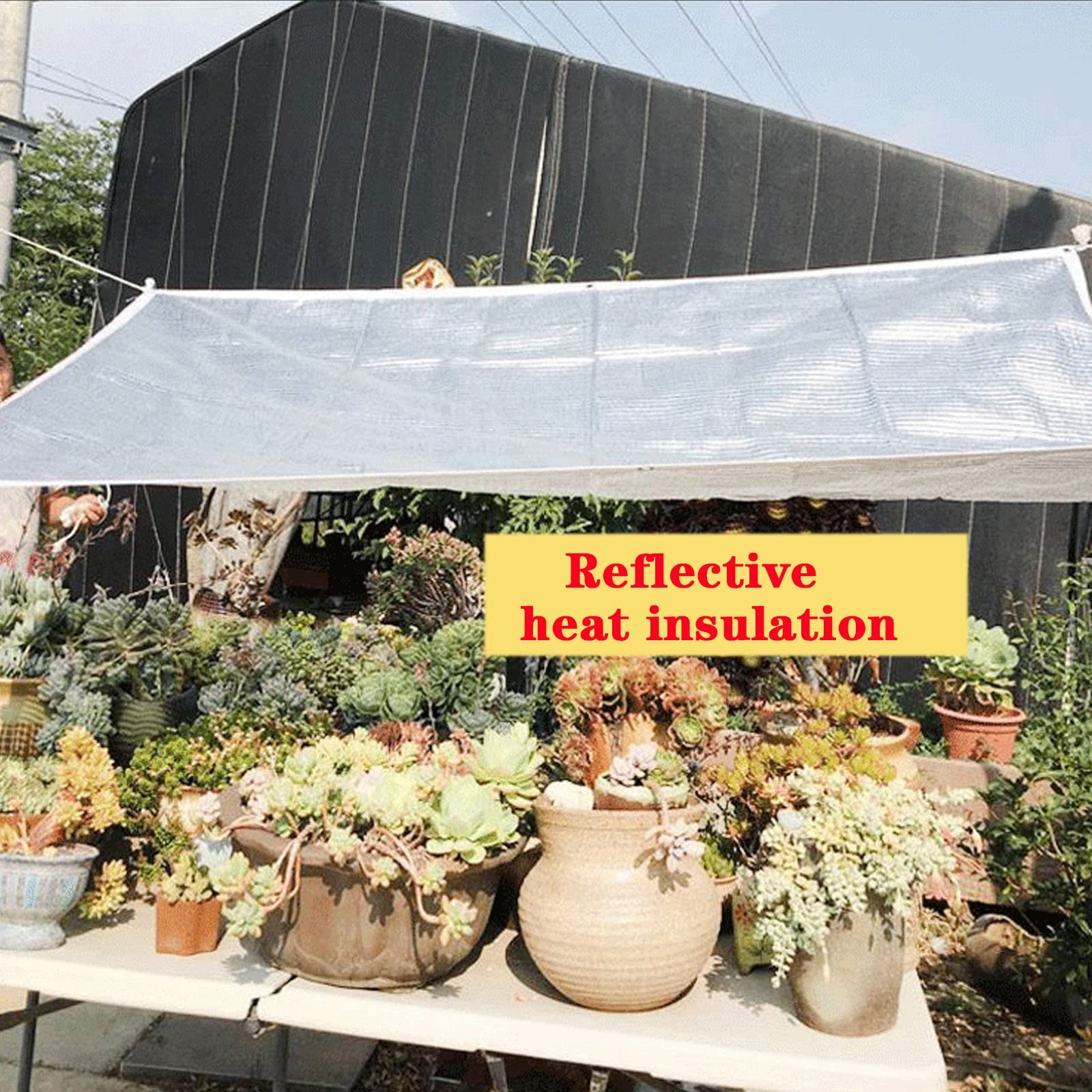 Zewnętrzny baldachim przeciwsłoneczny, 2 x 6 m, folia aluminiowa, odblaskowa, 75% ochrona przed promieniowaniem UV, oddychająca plandeka na patio, do ogrodu i na kemping