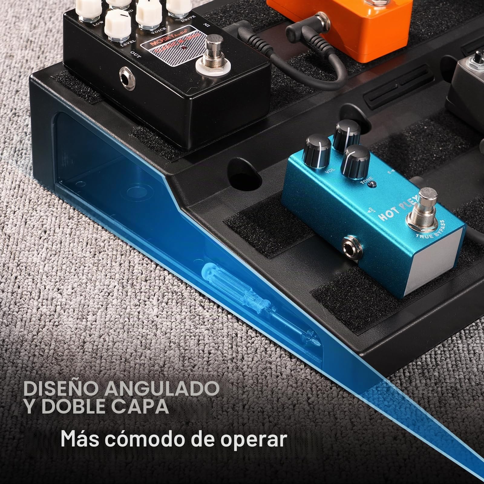 LEKATO Pedalera de guitarra con bolsa, gran espacio para múltiples efectos, diseño duradero y portátil para músicos