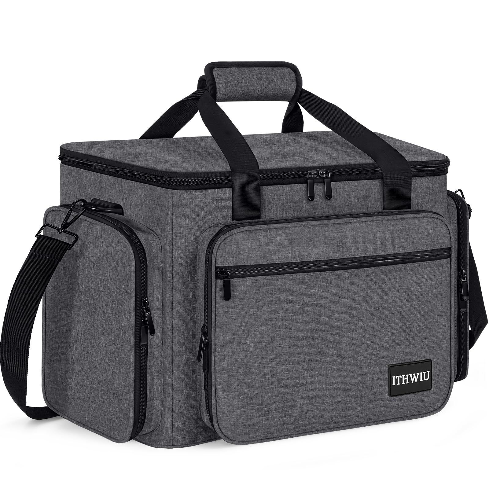 Sewing Machine Carrying Case with Multiple Storage Pockets Large Capacity, Universal Tote Storage Bag Compatible with Most Standard Singer, Brother, Janome, Grey