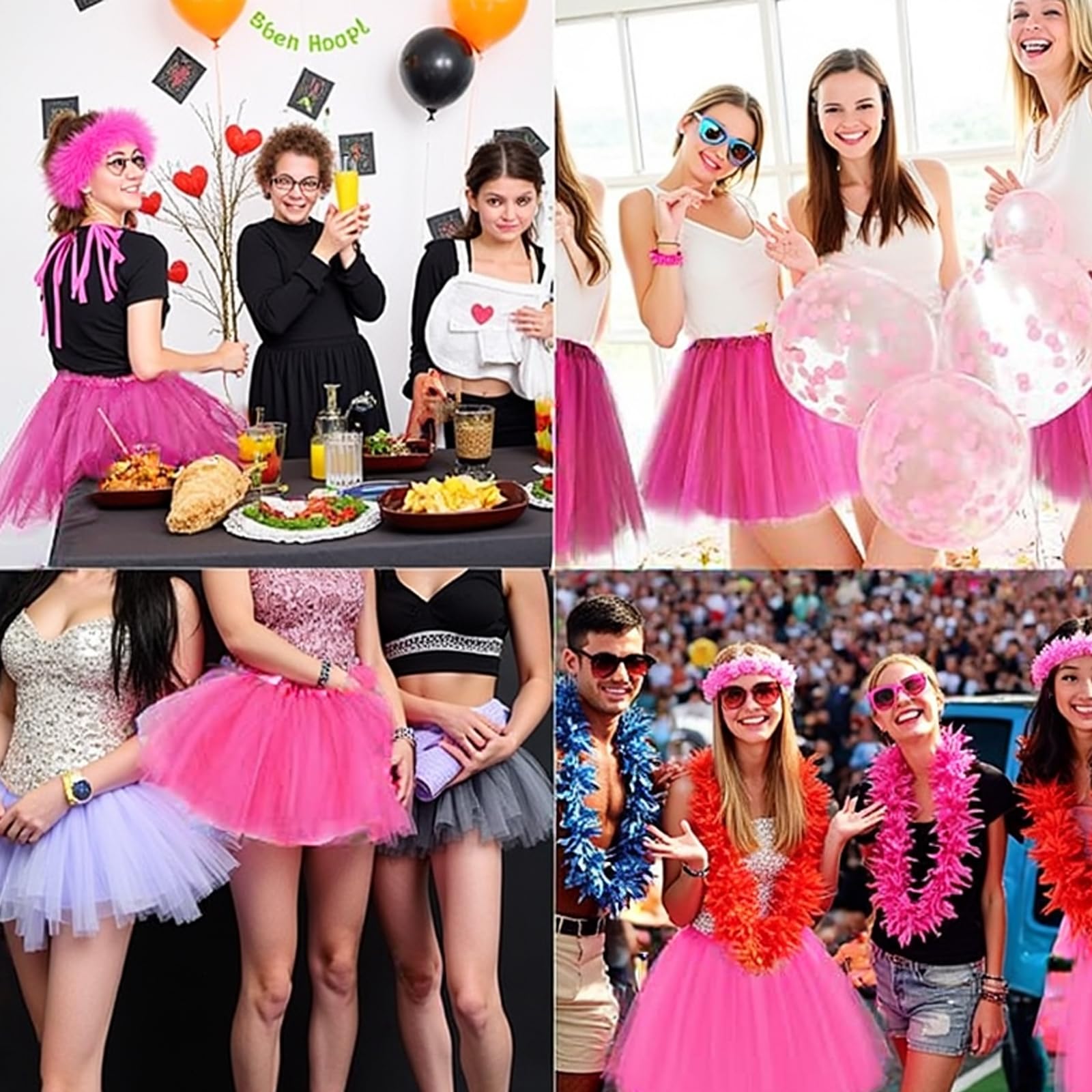 Tutú de Tul para Adultos Rosa 3 Capas Falda de Ballet Mujer Danza Fiesta Halloween