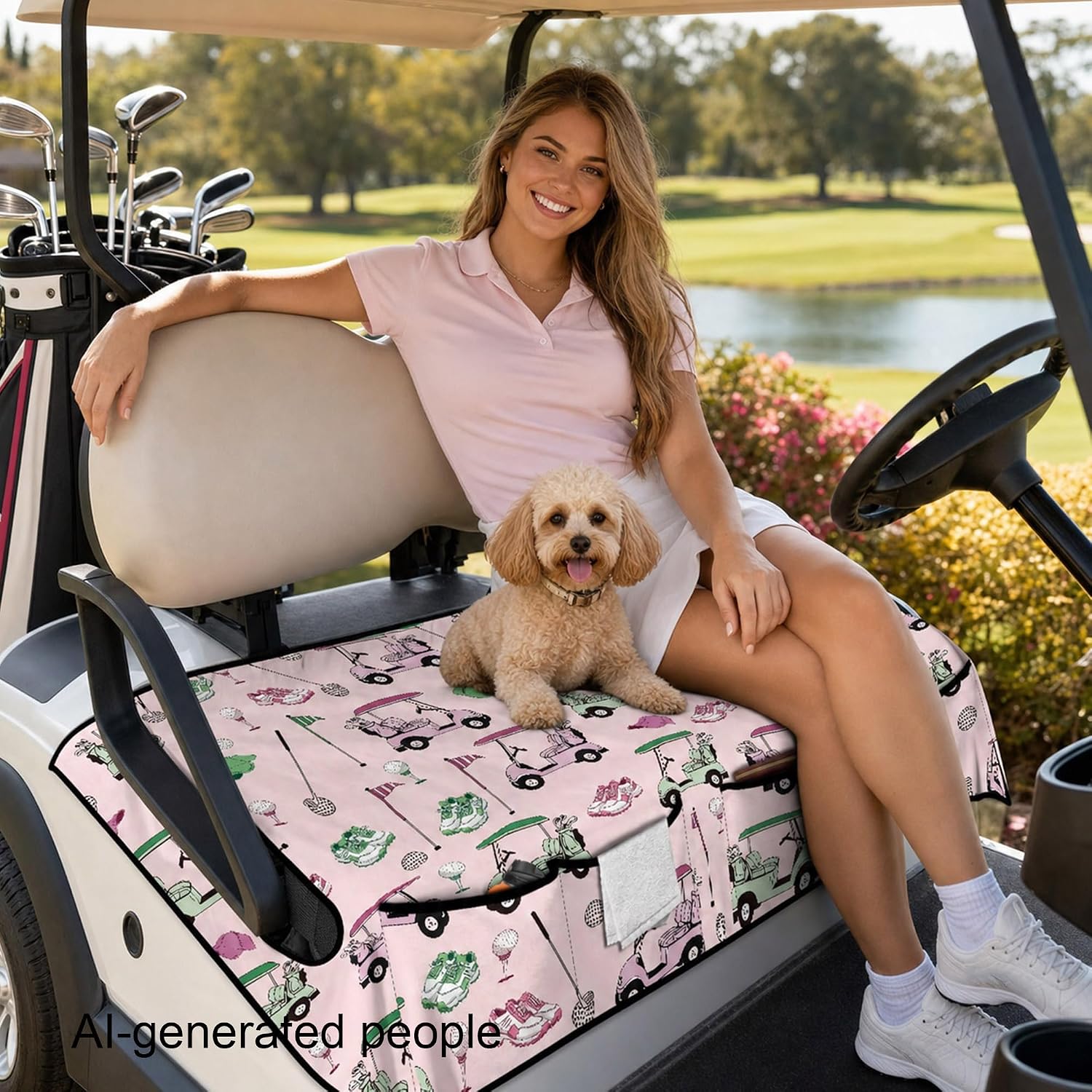 Golf Cart Seat Covers with Pockets Non Slip Golf Cart Seat Towel Blanket (Golf Accessories) image 4