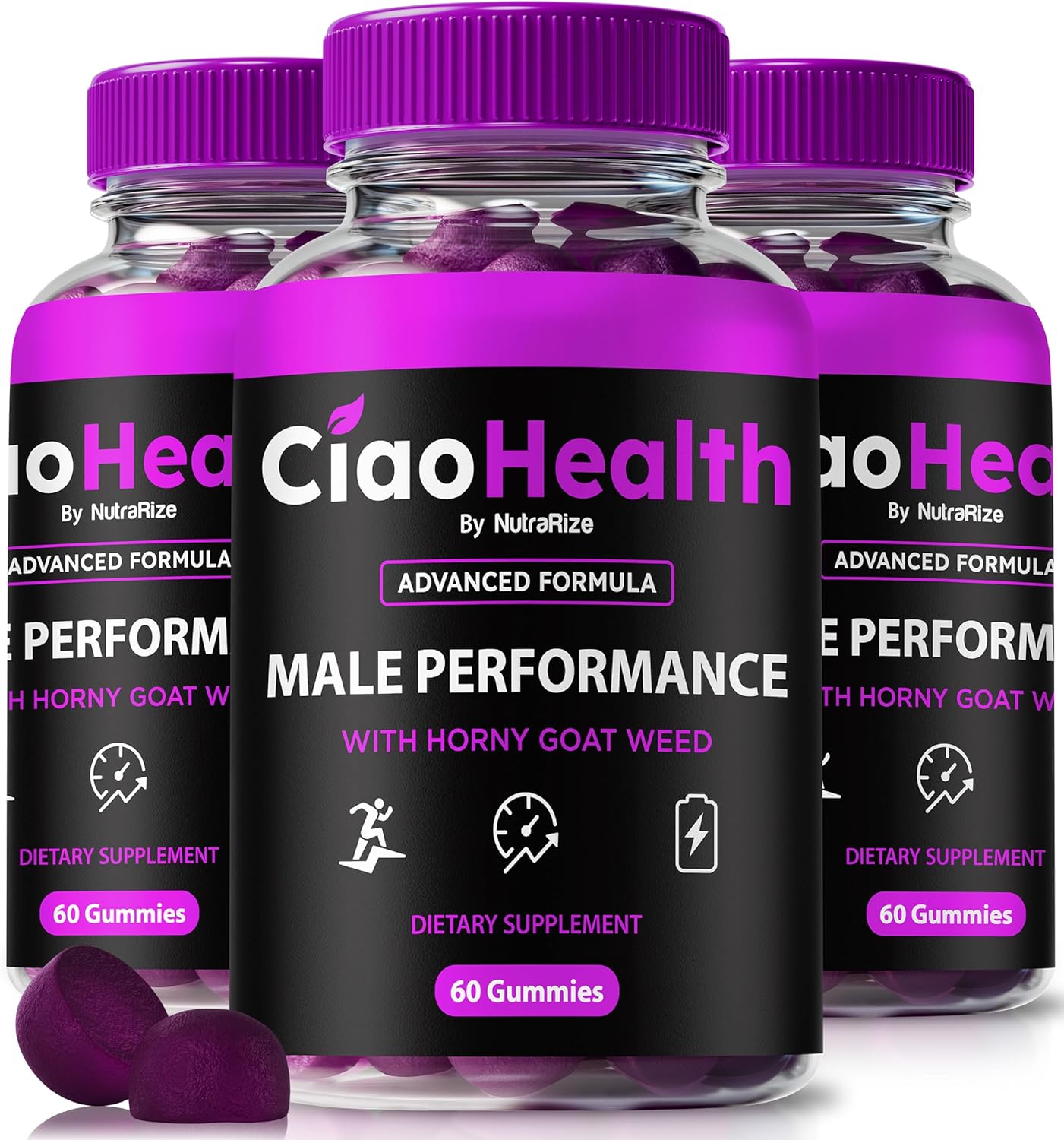 (3 Pack) Ciao Health Gummies - Official CiaoHealth Male Performance Gummy, Premium Formula to Support Natural Energy and Performance, Ciao Health Gomitas for Men, Reviews (180 Gummies)