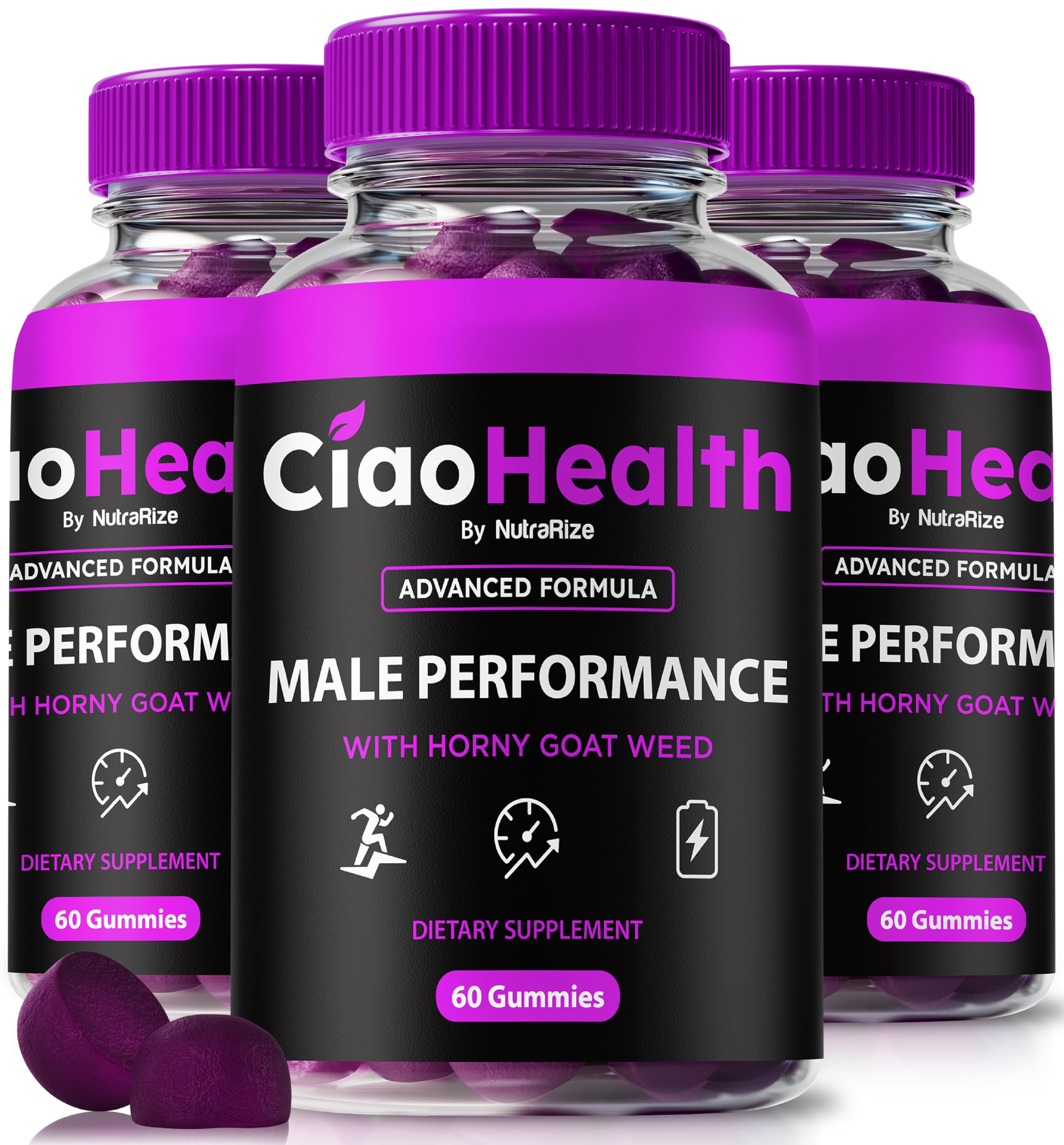 (3 Pack) Ciao Health Gummies - Official CiaoHealth Male Performance Gummy, Premium Formula to Support Natural Energy and Performance, Ciao Health Gomitas for Men, Reviews (180 Gummies)