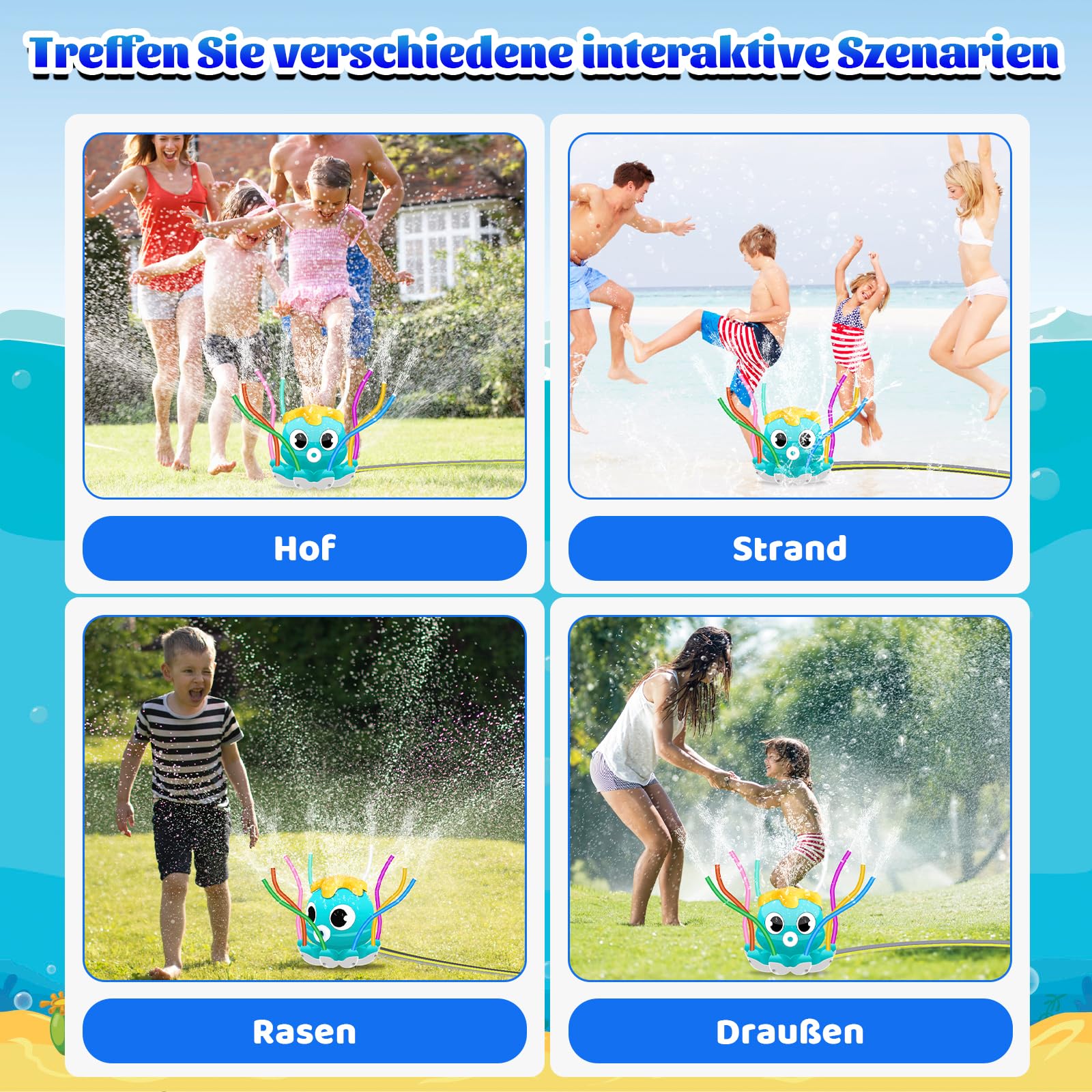 Lekwaiin Wasserspielzeug Oktopus - Sprinkler Für Kinder Ab 3 Jahren