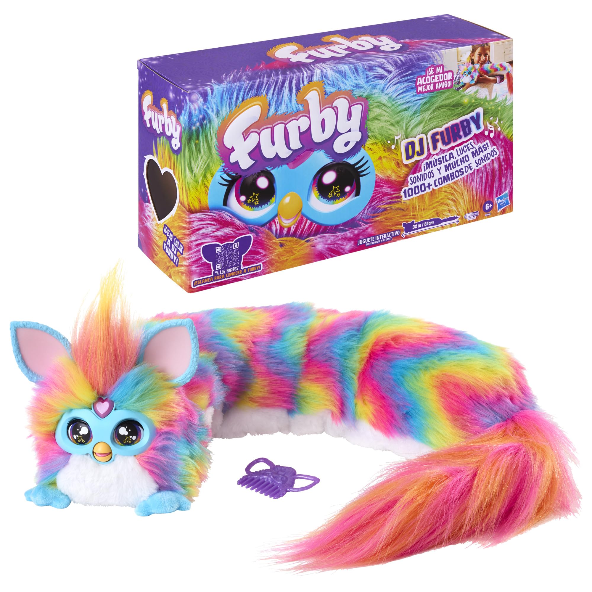 DJ Furby – Peluche Interactivo con música, Luces y Juegos – 5 Modos, más de 1.000 Combinaciones – Habla español y furbish – A Partir de 6 años – Sin App ni conexión a Internet