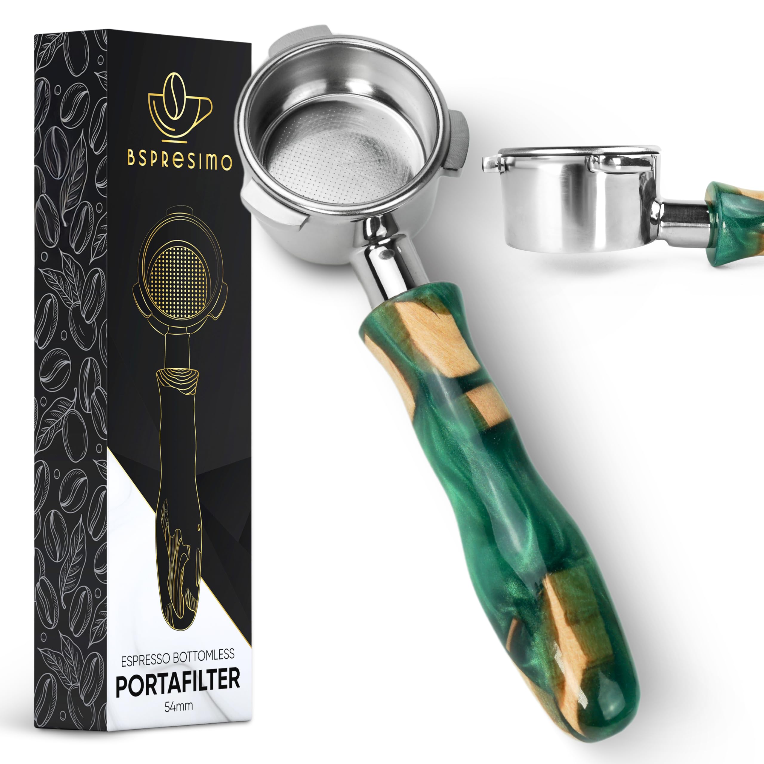 Bspresimo 54mm Bottomless Portafilter Modern Handle – Includes