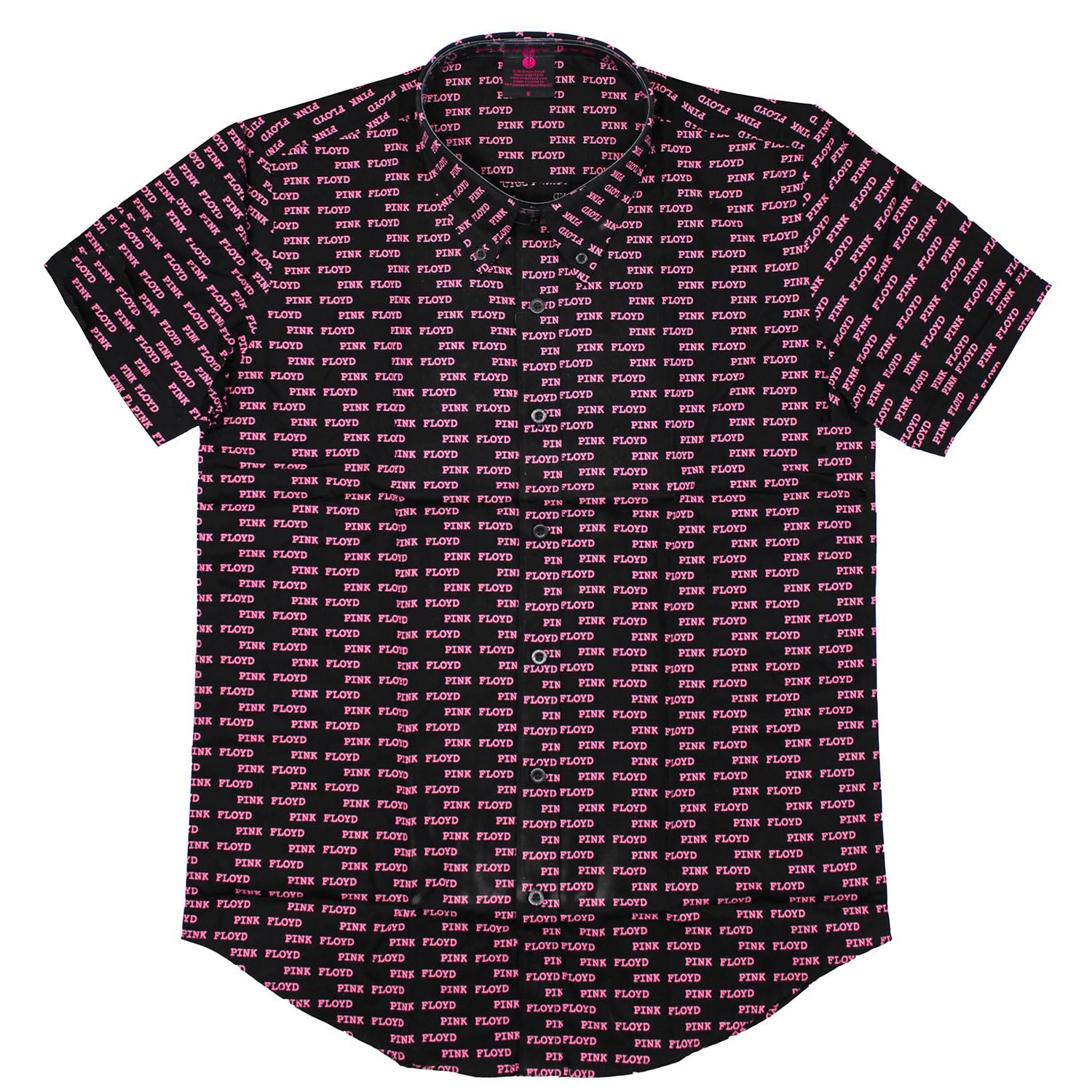 PINK FLOYD Casual Shirt Courier Pattern Repeat Band Logo Official Mens Black Medium