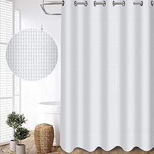 Amazon.com: Canadian Linen Beautiful Waffle Hookless Shower Curtain for ...