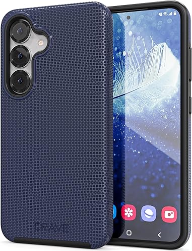 Crave Compatible con Samsung Galaxy S25, funda de doble capa de protección a prueba de golpes para Samsung Galaxy S25 (6.2 pulgadas), azul marino