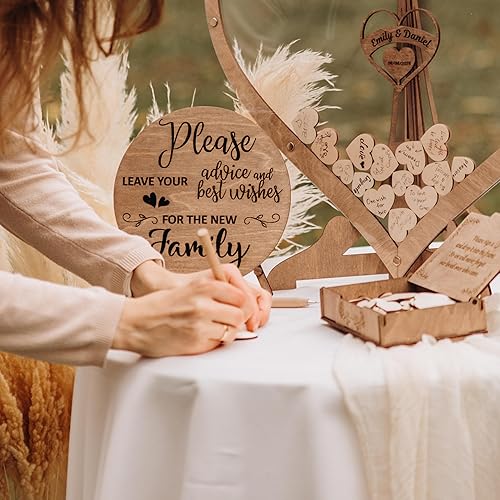 Miniatura 2 de Libro de invitados personalizado para boda, buzón de madera rústico con forma de corazón, decoración alternativa para boda, ideas para boda, libro