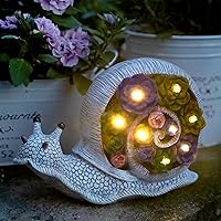 Vista 10 de FORUP Estatua de jardín de tortuga, figura de tortuga de resina, adornos de césped de jardín con luces LED solares para decoración de jardín al aire