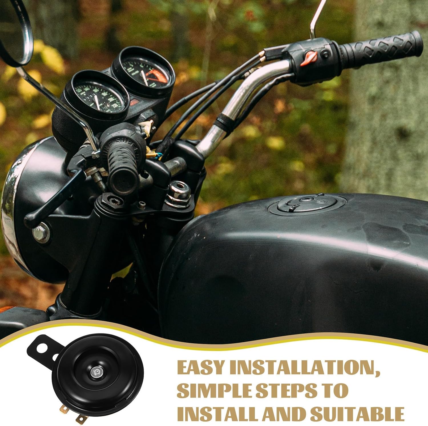 Hemobllo Motorcycle Metal Horn Loud Speaker Replacement Horn for Motorcycle Atv Scooter Powersports Accessories with Black Metal Shell