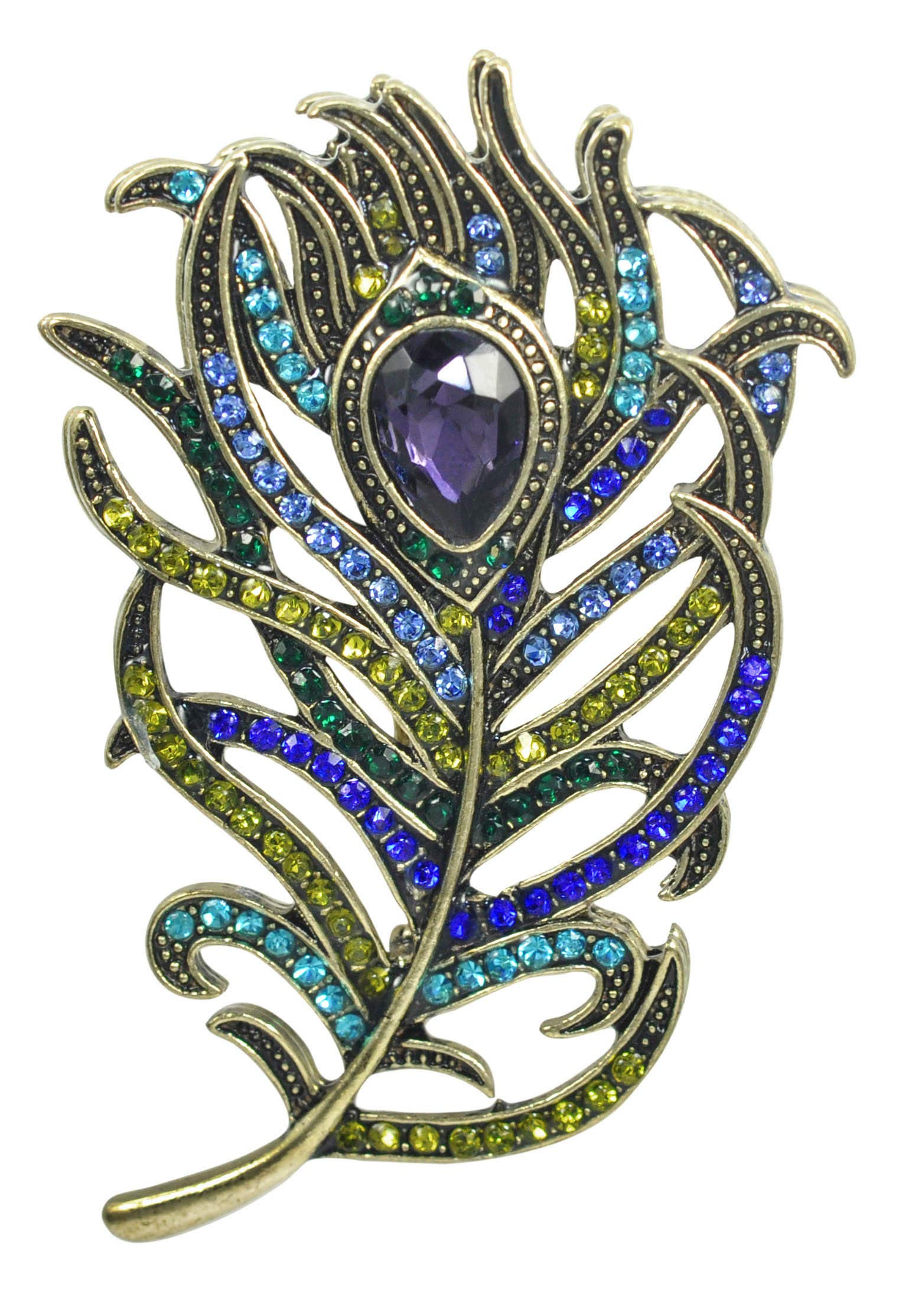 Gyn&JoyVintage Peacock Feather Brooch Pin