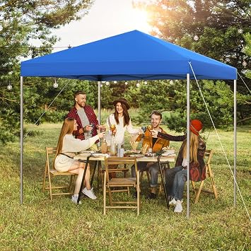 10x10 Instant Pop Up Canopy Tent - Ultimate Sun Shade and Party Shelter with Roller Bag, Blue