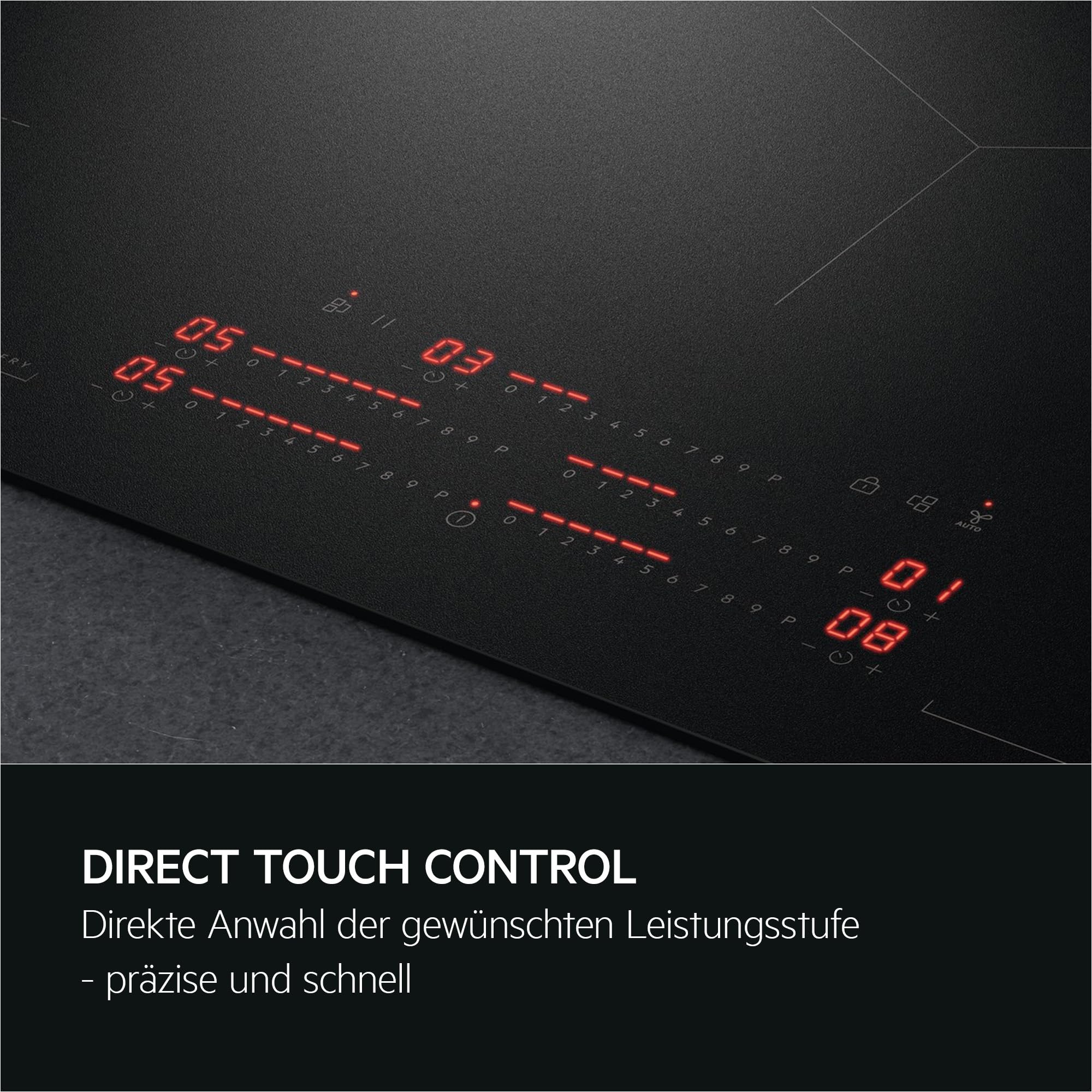 AEG Induktionskochfeld autark 80cm, Made in Germany, 5 Flex-Zonen mit Kratzresistenter SaphirMatt-Oberfläche, Powerfunktion, 2x Bridge-Kombination 2er Zonen, Slider, Hob²Hood, rahmenlos, TK85IM0FSZ