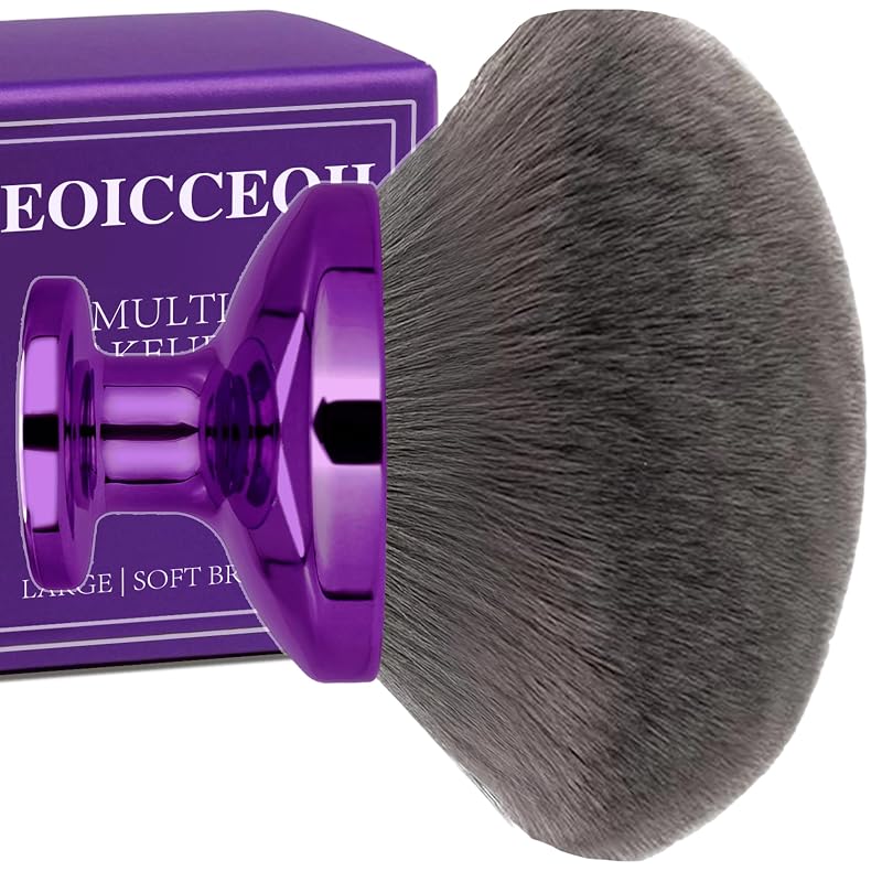 Pincel Kabuki Extra Grande EOICCEOH para Maquiagem Corporal, Bronzeador e Base, Cabeça de 10,16 cm, Roxo