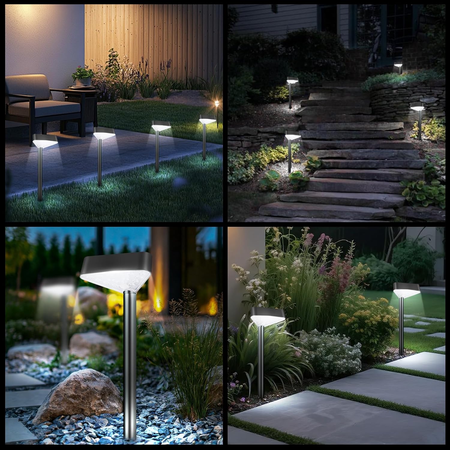 8 Pack Solar Pathway Lights Outdoor, Bright LED Solar Landscape Lights, Waterproof Solar Garden Lights for Yard, Patio, Walkway, Lawn, Driveway(Cold White, 8 Pack)