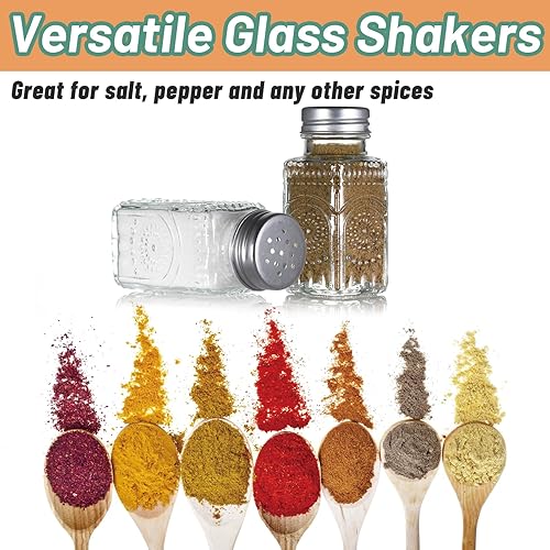 Miniatura 4 de Juego de 2 saleros y pimenteros de cristal, mezcladores de especias vintage para mesa de comedor, cocina, restaurante (estilo girasol)