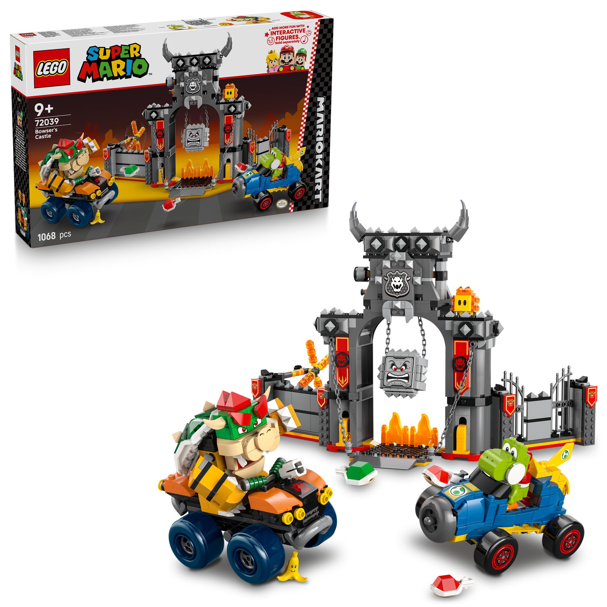 LEGO Super Mario: Mario Kart, Bowser's Castle Toy, Interactive Set including 2 Cars & 4 Figures incl. Yoshi