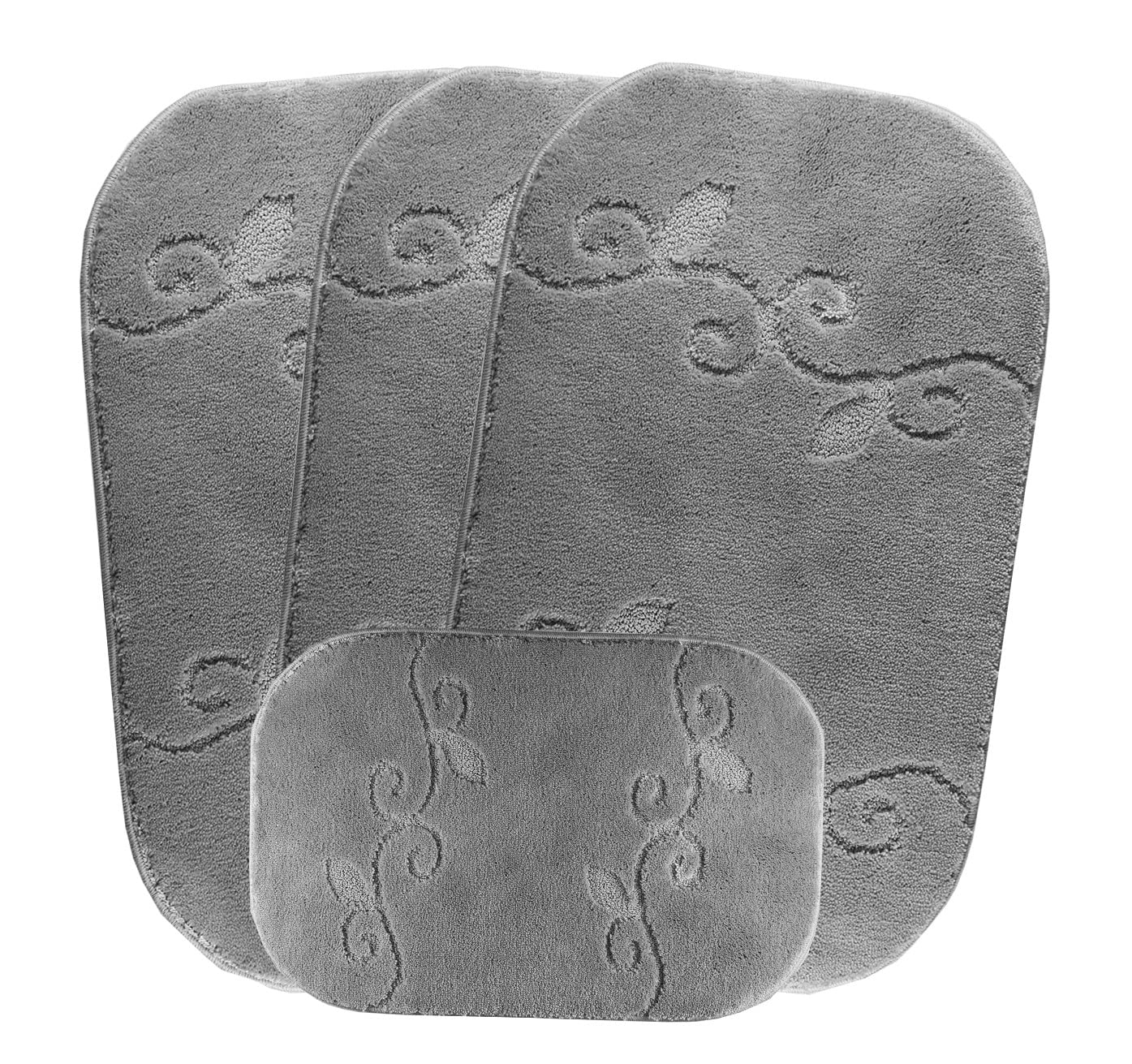 emmahome ROMANY GYPSY WASHABLE 4PCS MAT/RUG SET, CARAVAN/MOBILE HOME TOURER SIZES, 67X120CM, Lilly (Grey)