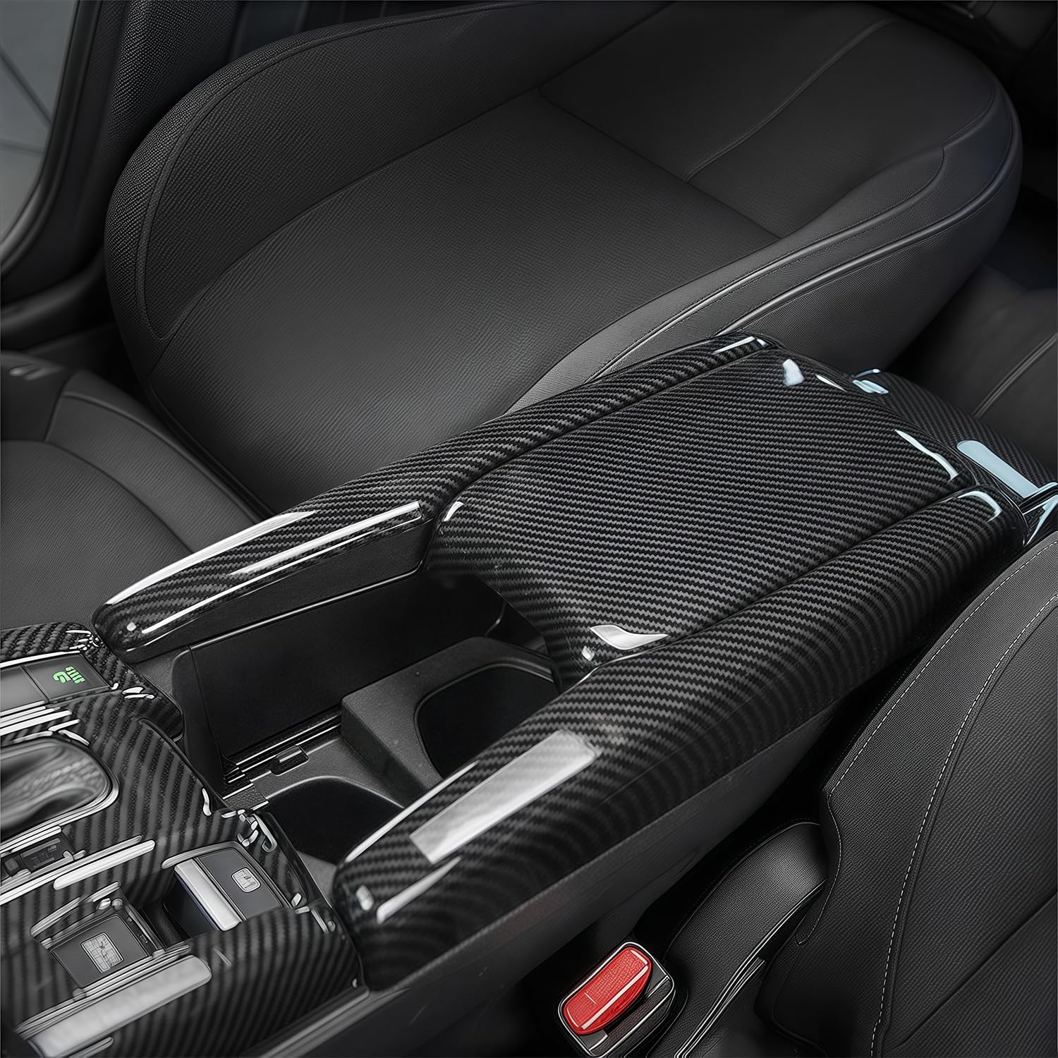 Car Interior Center Console Armrest Box Cover Console Box Storage Box Trim Covers Accessories for Honda 10th Gen Civic 2016 2017 2018 2019 2020 2021 (Carbon Fiber)