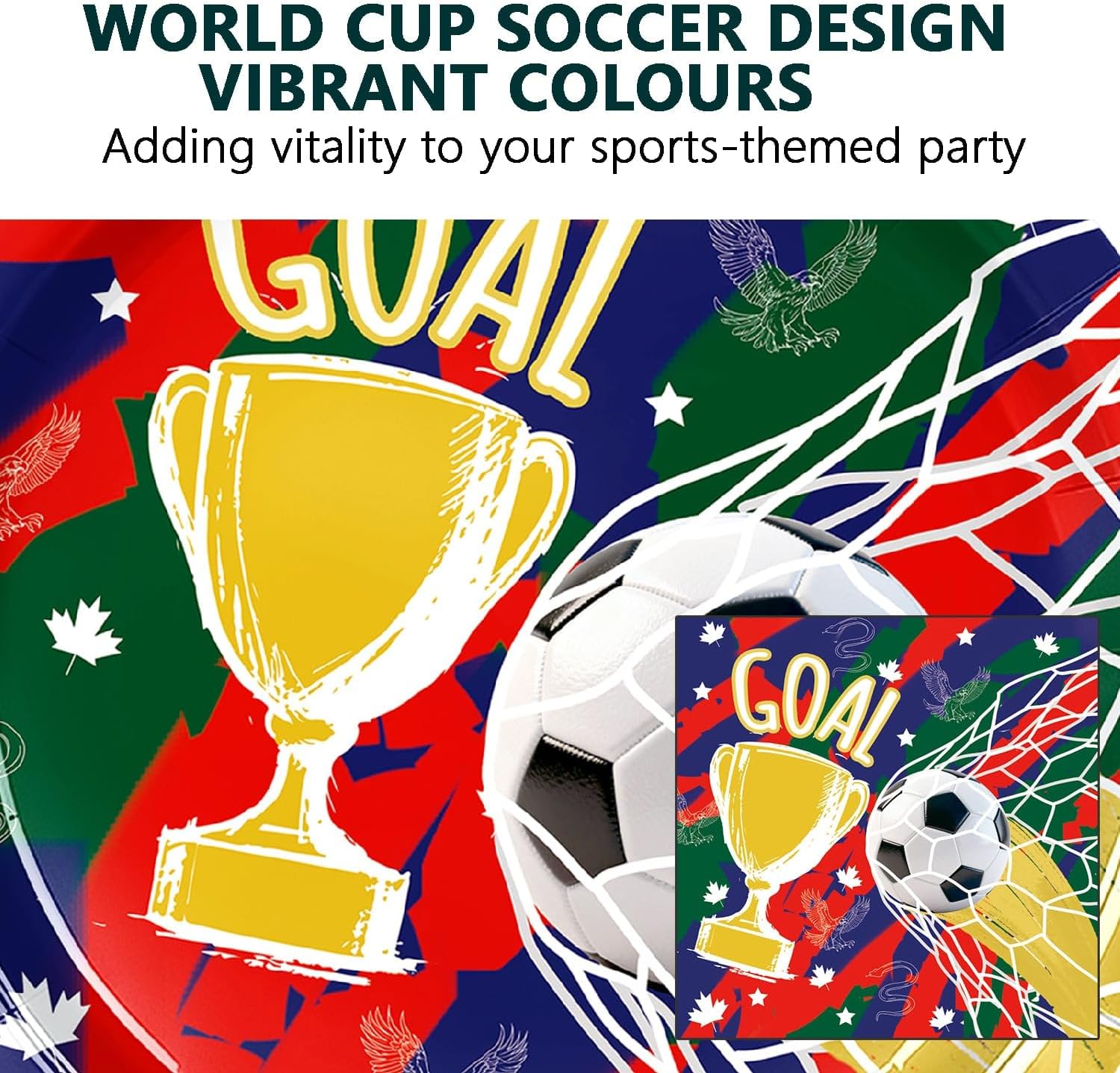 40Pcs Soccer Paper Plates and Napkins World Soccer Cup Party Decorations Disposable Soccer Dessert Plates and Napkins Tableware Set for Birthday Sports Theme Viewing Parties Fan Celebrations