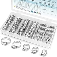 TICONN 40PCS 304 Stainless Steel Worm Gear Hose Clamps 1/4"-1-1/8" Kit for Plumbing, Automotive, Fuel Lines - Rustproof, Organized Storage