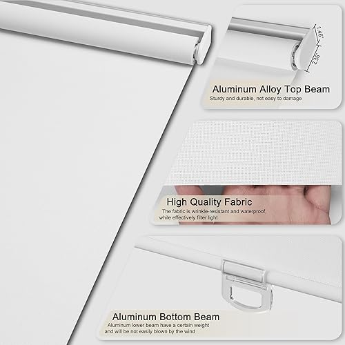Miniatura 3 de Persianas filtrantes de luz para ventanas, sin cordón, con un 5% de apertura, cortinas enrollables de tela solar, traslúcidas y reducen el