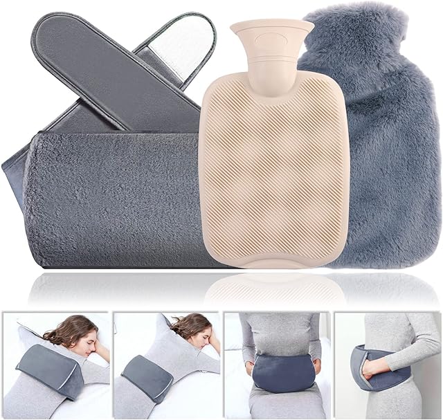 YIFOV Hot Water Bottle Bag Pouch Warm with Soft Waist Cover for Neck and Shoulder, Back,Hand, Legs, Waist Warm, Bed Warmers (Dark Grey)