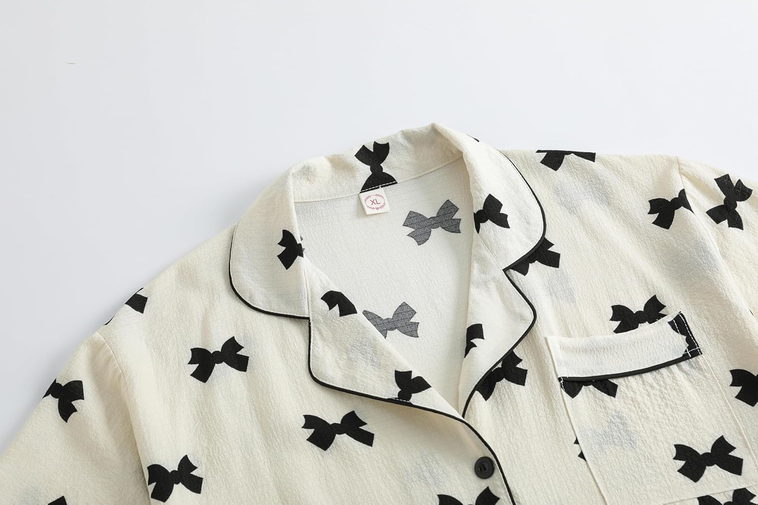 Vozanet Women Pajama Shorts Sets Button Down Lounge Sets Plus Size Summer Sleepwear Texture Printed Cute 2pcs Nighty - Image 5