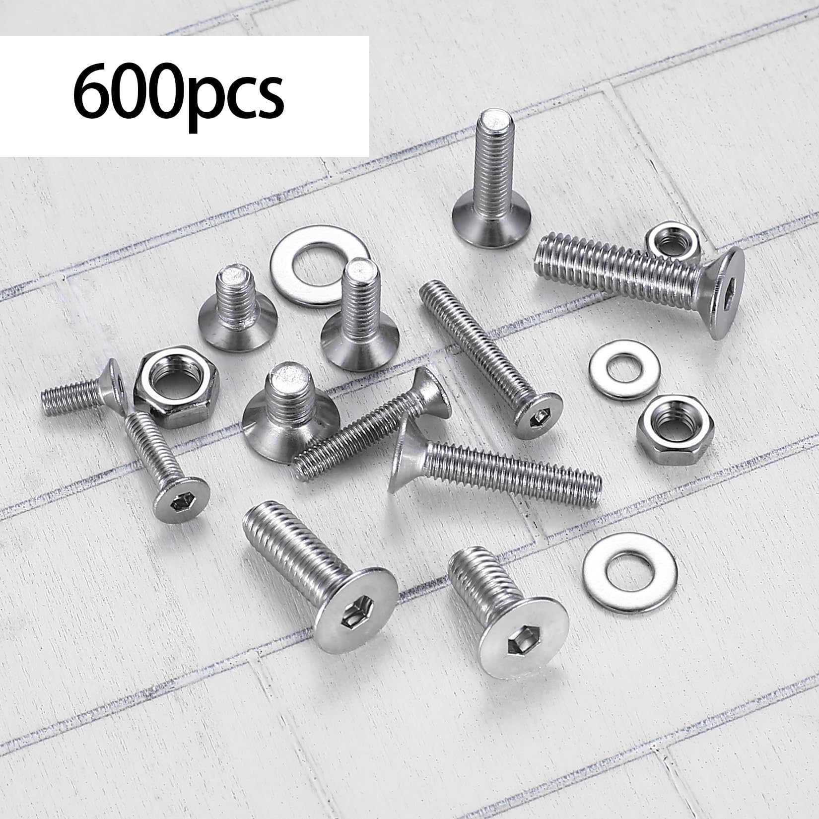 Bnnrjia 1005-teilig Schrauben Set M2 M2,5 M3 - Senkkopf, Mit Muttern & Unterlegscheiben