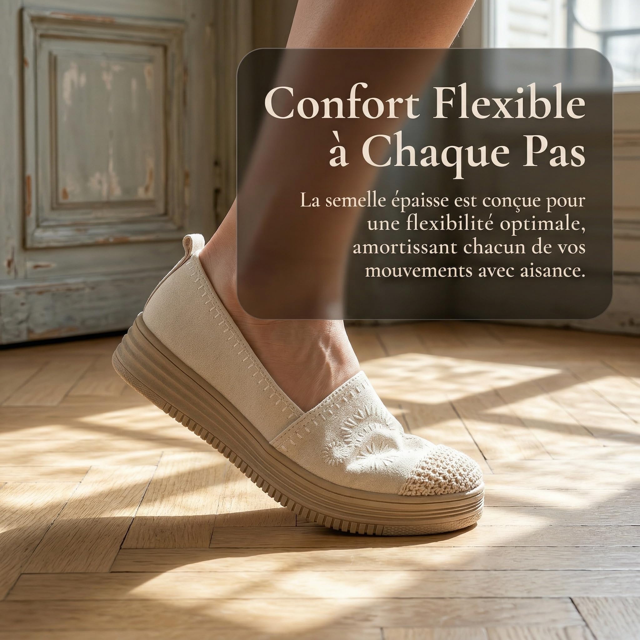 GLAMORA Ballerines Femme Chaussures Plates Slip-on Broderie Élégante Bout Tressé Style Espadrille Confortables Légères Semelle Antidérapante Chaussures Décontractées Femme Été Ville Quotidien