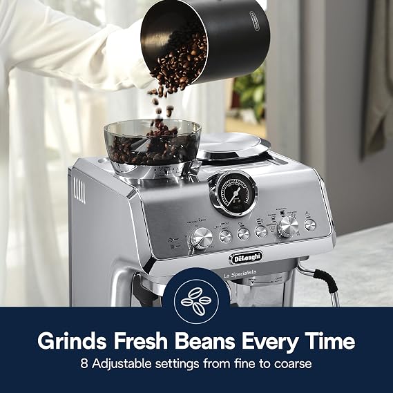 De'Longhi La Specialista Arte Evo Espresso Machine with Coffee Grinder | #1 Worldwide Espresso Machine Maker, 4 Preset Recipes, Built-in Grinder, Powerful Milk Frother, Barista Toolkit Included