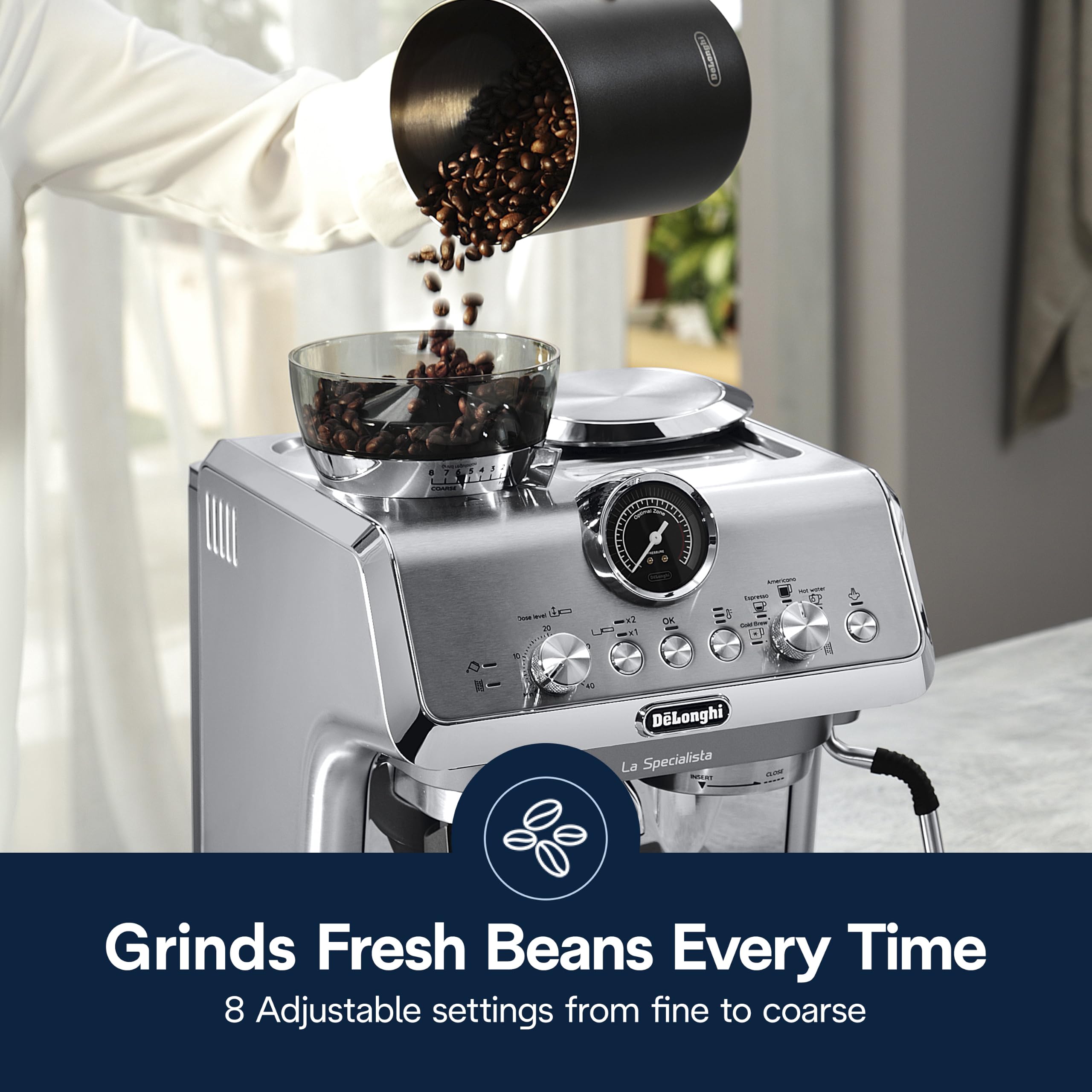 De'Longhi La Specialista Arte Evo Espresso Machine with Coffee Grinder | #1 Worldwide Espresso Machine Maker, 4 Preset Recipes, Built-in Grinder, Powerful Milk Frother, Barista Toolkit Included