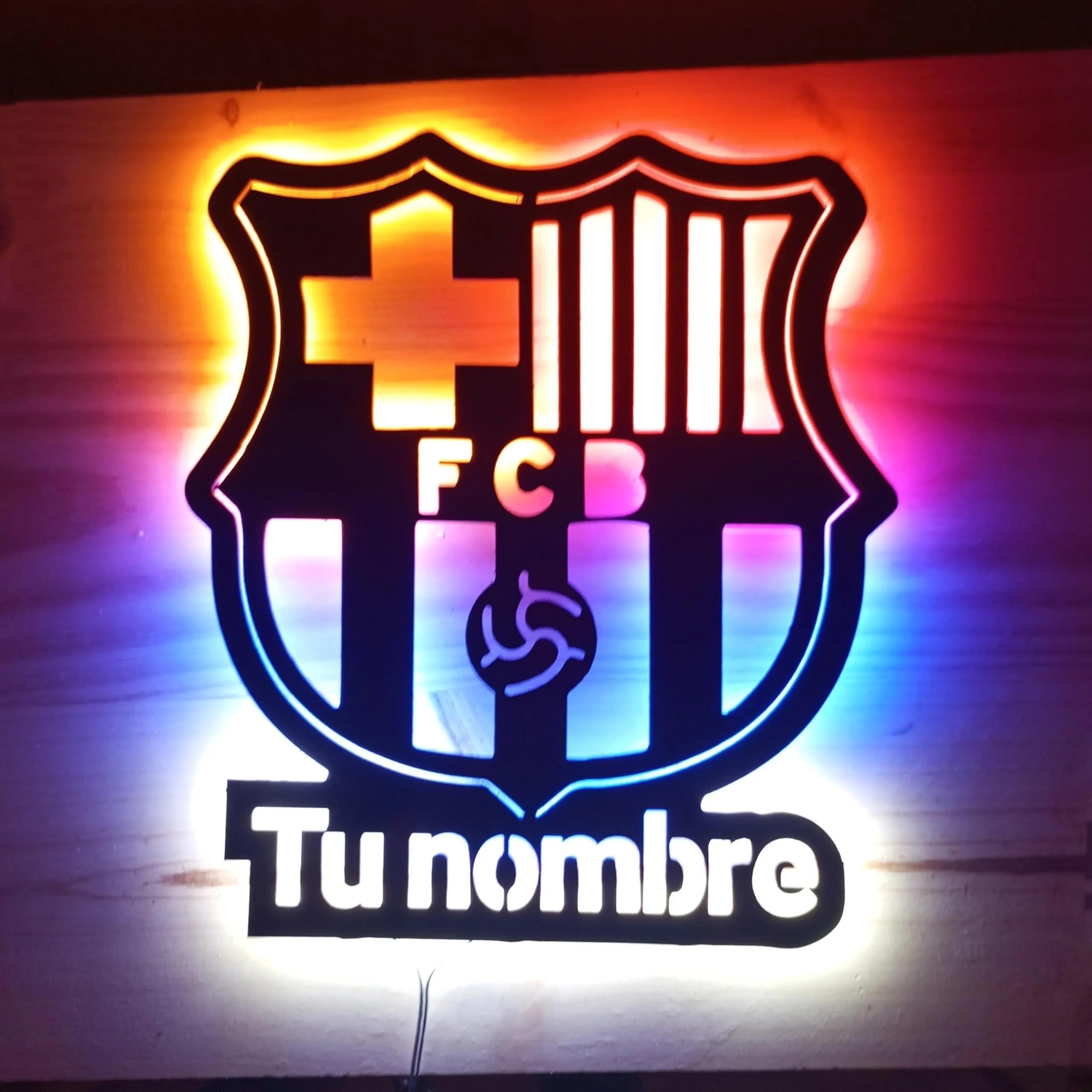 Letrero neon led escudo personalizado Barcelona regalos iluminado para colgar en la pared habitación de fútbol