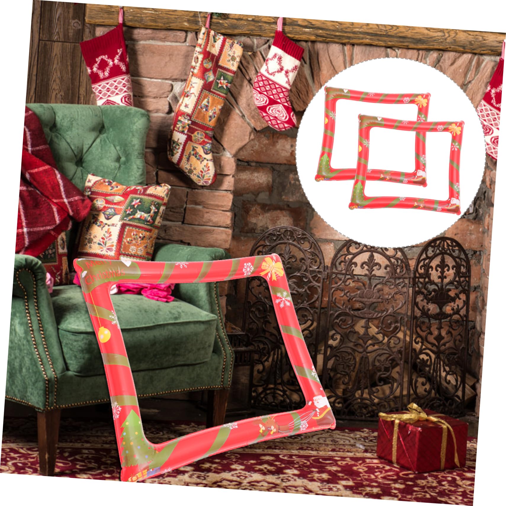 2stücke Aufblasbarer Weihnachtsfotorahmen Foto-Halter Für Party-Requisiten Weihnachtsfoto-Ornament Luftdicht Und Sicher