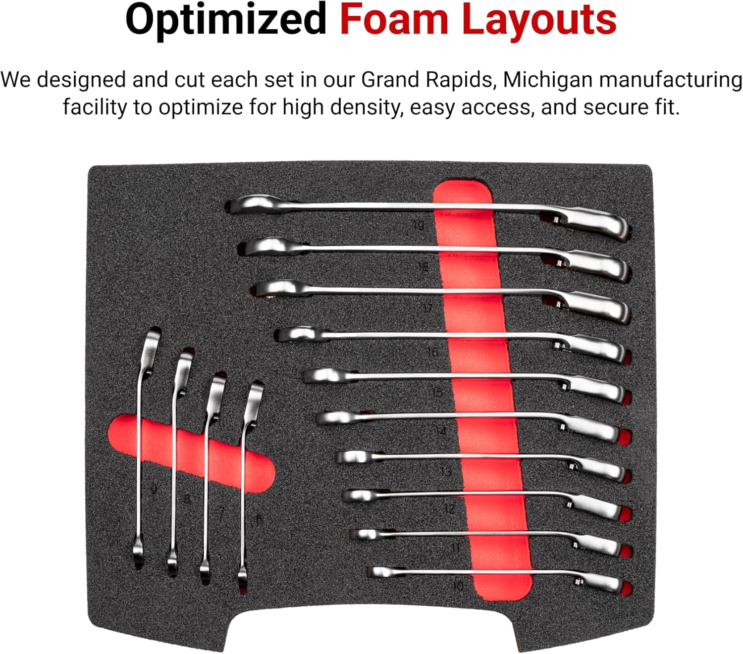 TEKTON Ratcheting Combination Wrench Set, Drawer/Rack, 14-pc. 6–19 mm | OLB94204