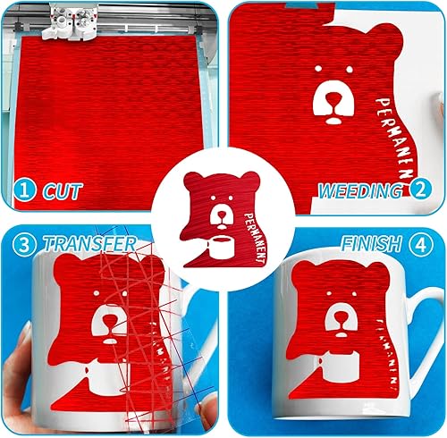 Miniatura 4 de Lya Vinyl Rollo de vinilo permanente rojo cepillado de 12 pulgadas x 6 pies, vinilo permanente metálico para exteriores, rollo de vinilo adhesivo