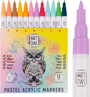 12 Pastel Colors Acrylic Paint Pens for rock painting, paper, wood, ceramic, stone, canvas – Extra Fine Tip Markers Set