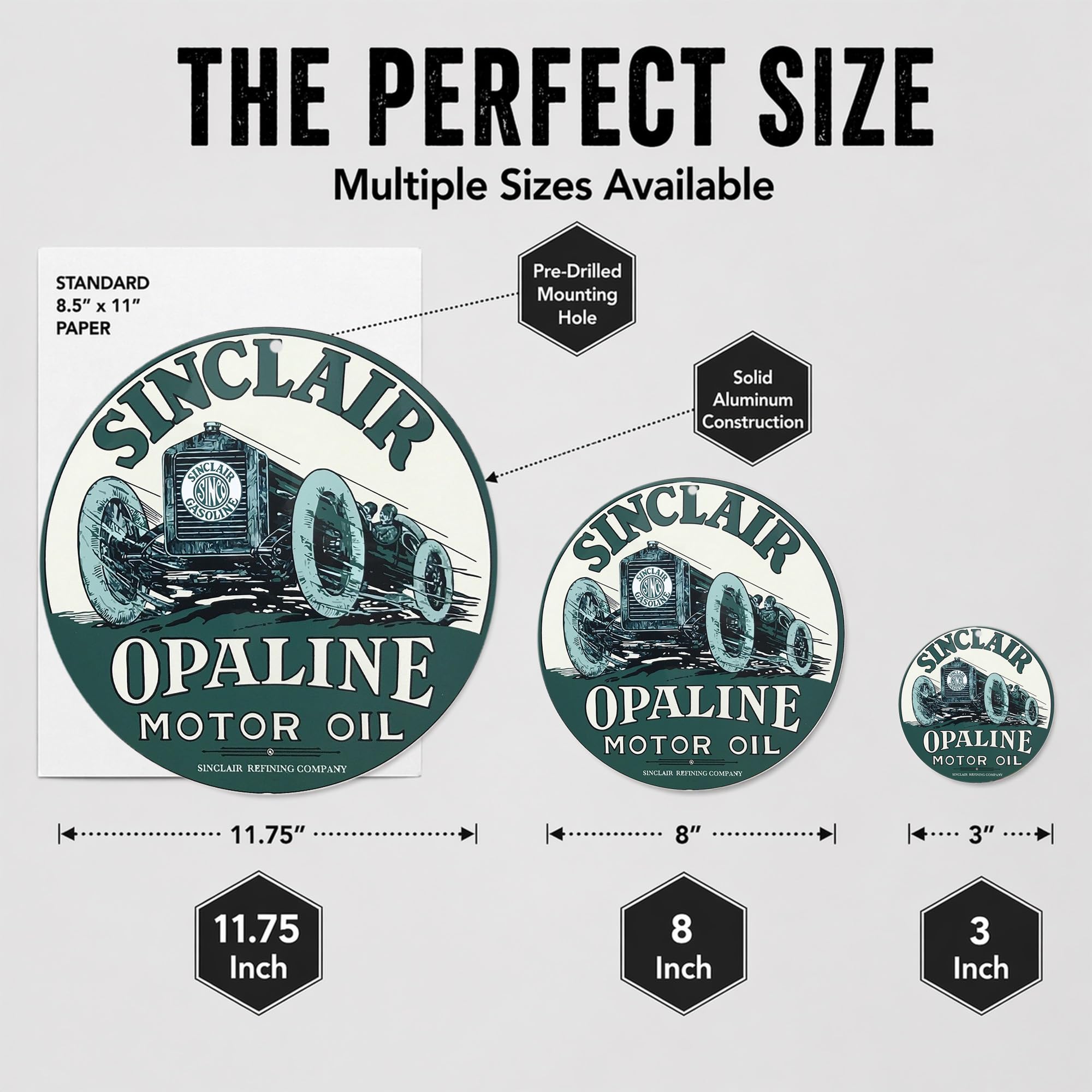 Brotherhood Sinclair Opaline Motor Oil - Riproduzione di cartelli vintage in metallo, rotondi, per garage e casa, diametro 20,3 cm