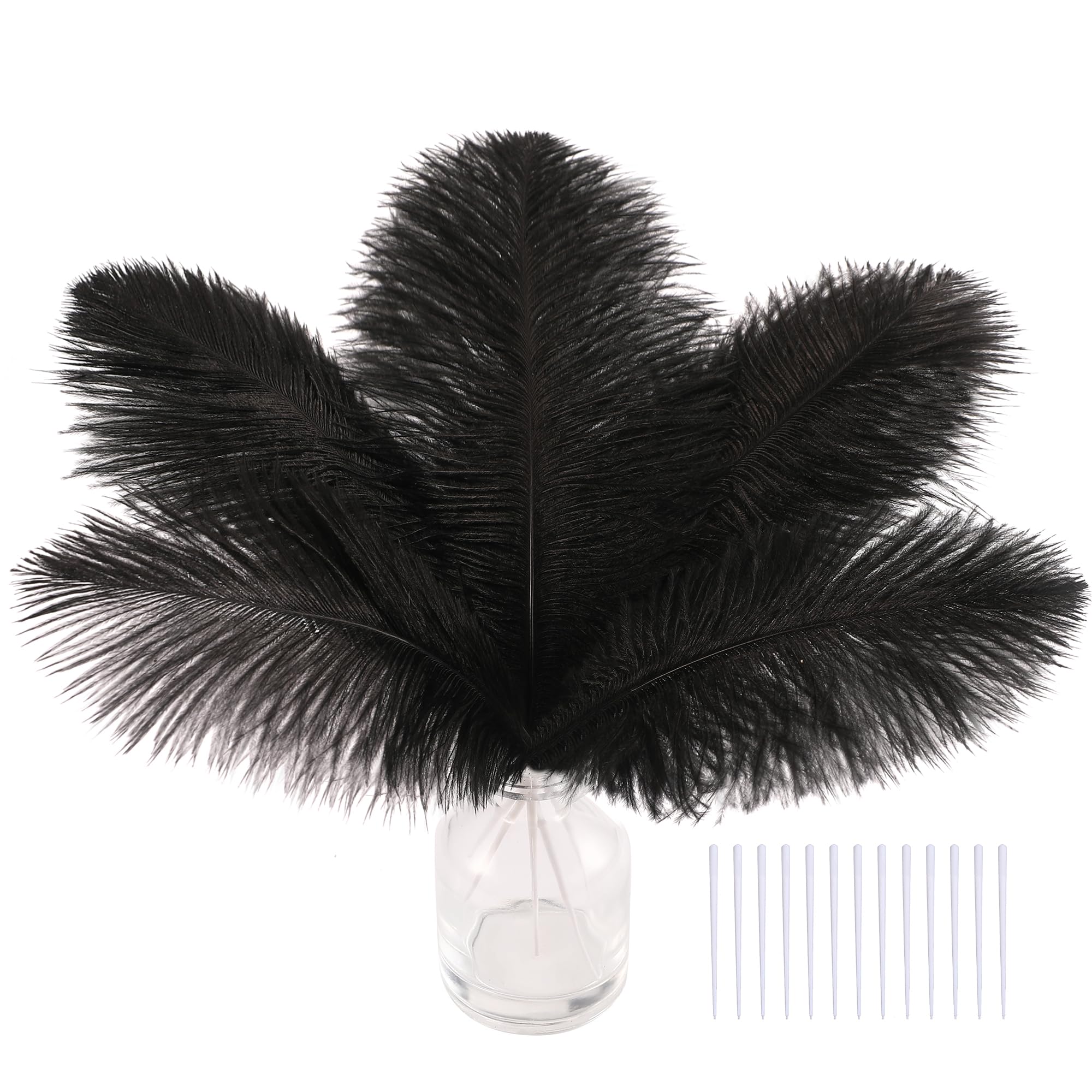 SOGUGOM Black Craft Ostrich Feathers - 30PCS 8-10 inch Ostrich Feathers Kit for Centerpieces, Kindergarten Crafts, Dream Catchers and DIY Projects(