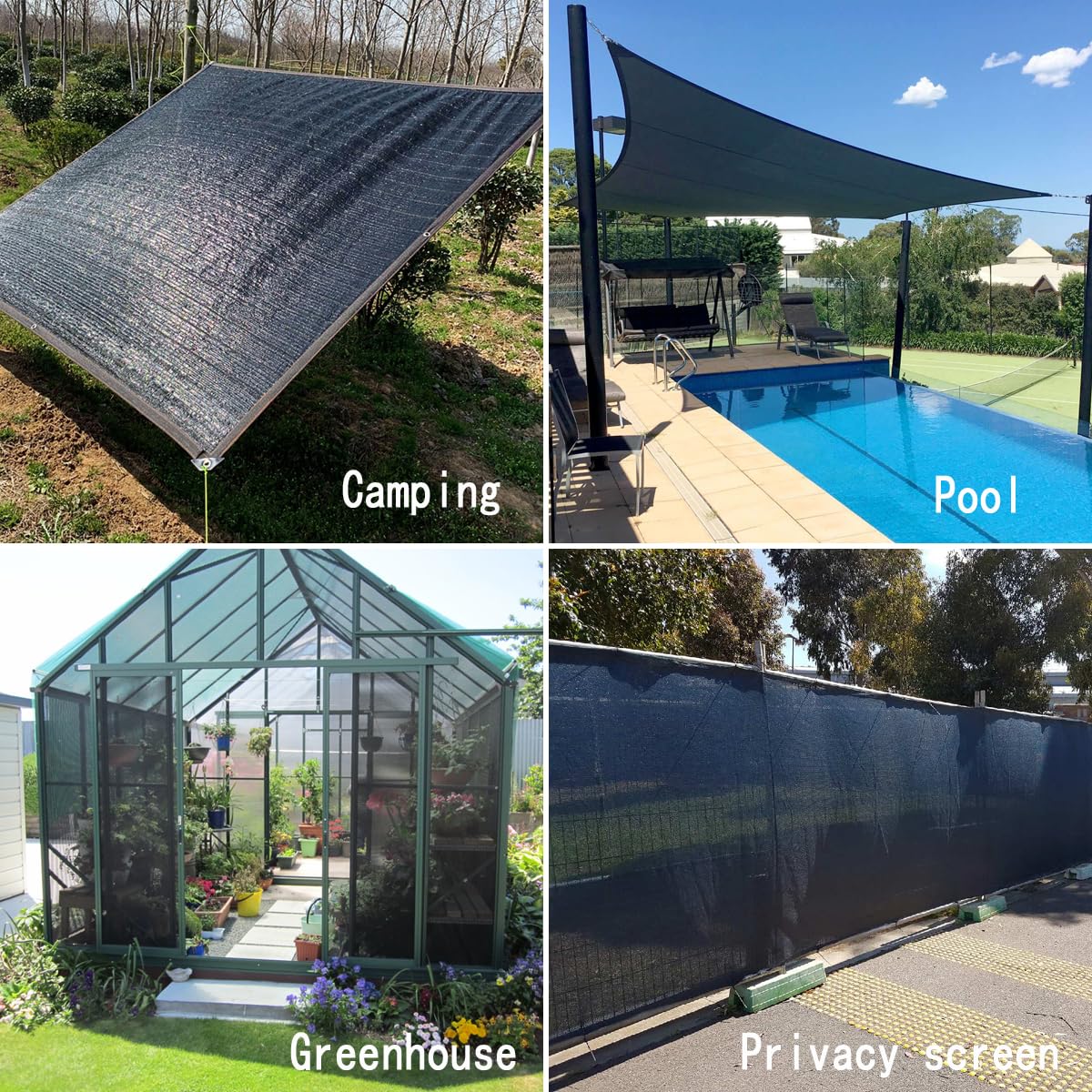 2,4X2,4M Schattennetz Schwarz, 90% Schattierungsgrad UV-stabilisiert, Schattiernetz Schattentuch für Pflanzen Gemüse Gewächshaus, Schattiergewebe Sonnenschutz für Garten Terrasse Pergola