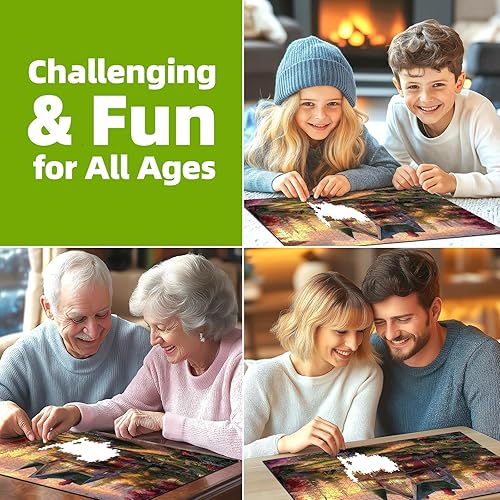 Miniatura 6 de Rompecabezas para adultos de 1000 piezas, rompecabezas de casa victoriana al atardecer para decoración familiar, juego de fiesta, tamaño terminado