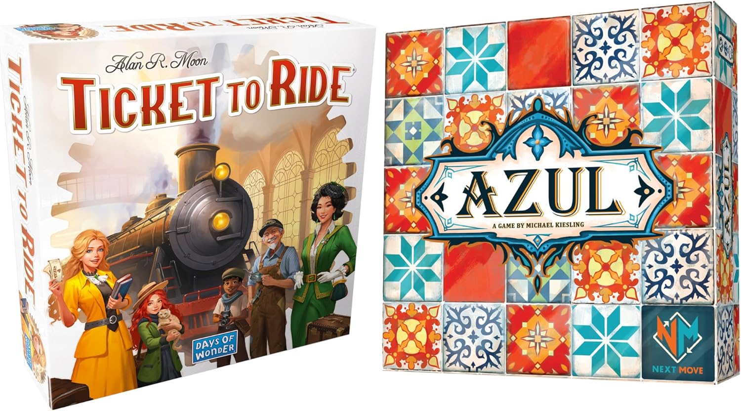 Ticket to Ride + Azul Board Game Bundle - Strategy Train Route Building & Tile-Laying Games for Families and Adults, Award-Winning Tabletop Games, Ages 8+, 2-5 Players