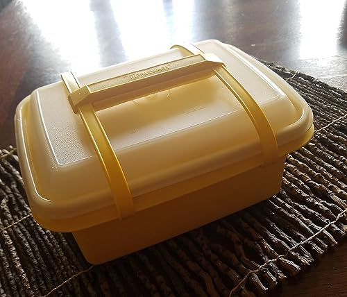 Tupperware Fiambrera amarilla vintage de 3 piezas, ahorro de helado