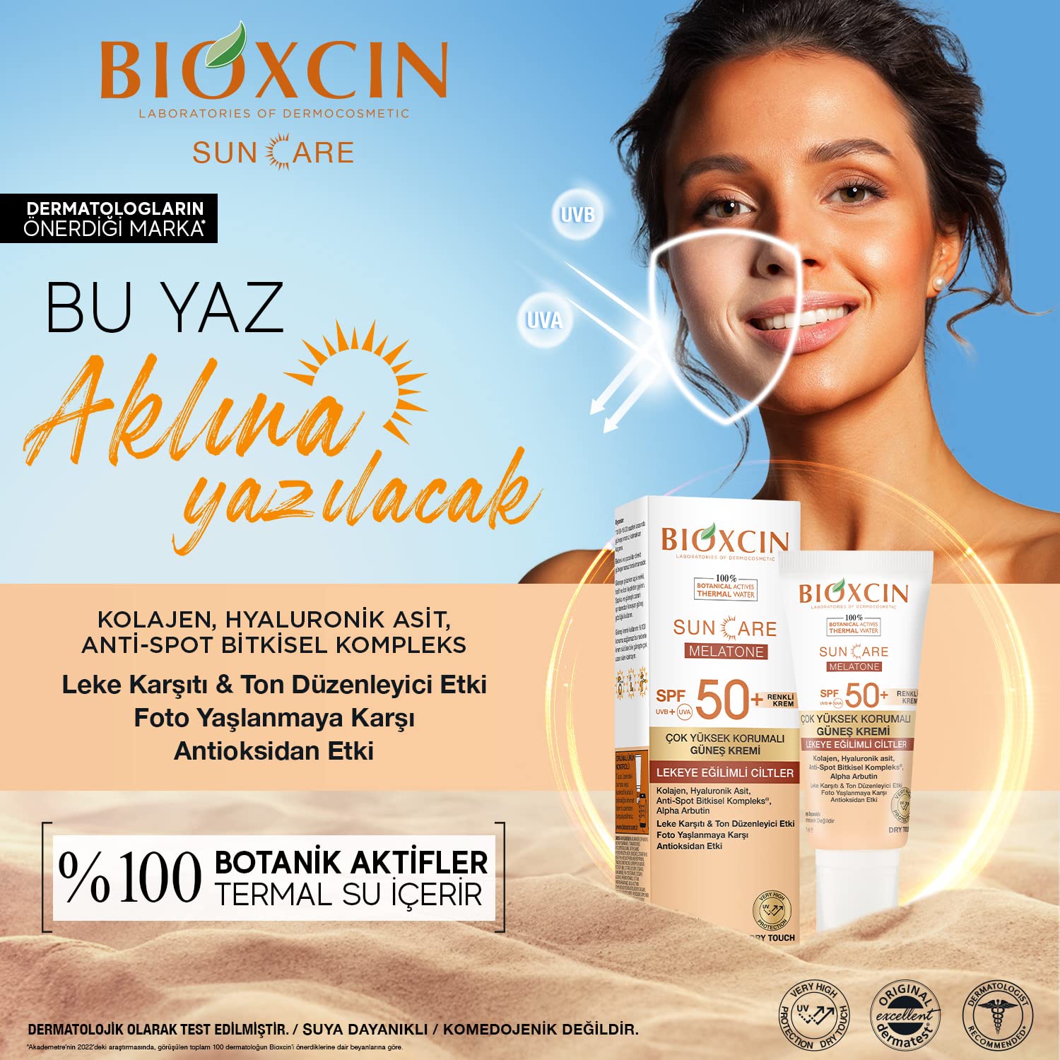 Bioxcin Sun Care Lekeye Eğilimli Ciltler İçin Çok Yüksek Korumalı Renkli Güneş Kremi 50 SPF - Leke Tinted 50 Ml (2 paketi)